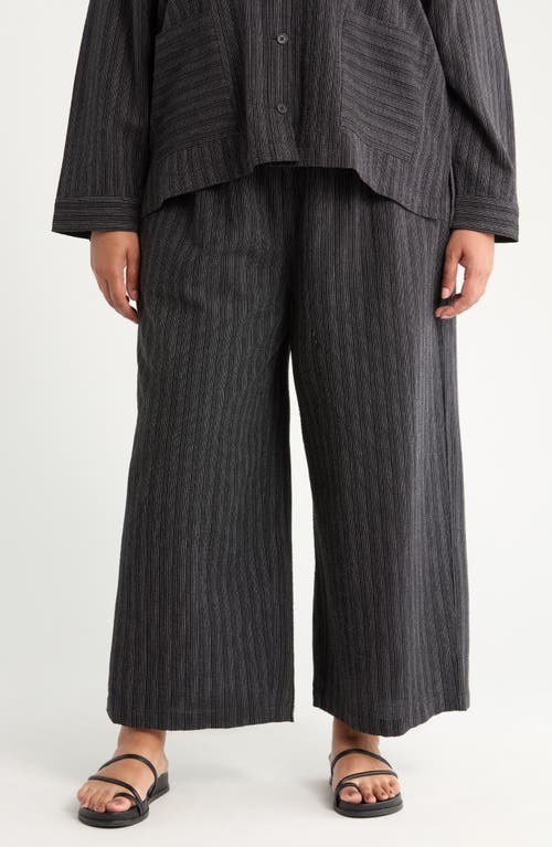 Eileen Fisher Organic Linen Blend Ankle Wide Leg Pants In Gray
