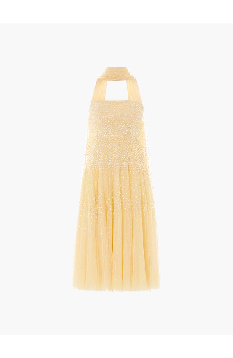 Needle & Thread Sunrise Sequin Strapless Cape Dress, Alternate, color, Citron