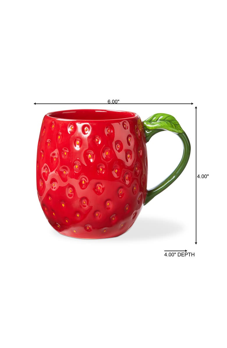 tag Strawberry Sculpted Mug Red Multi Earthenware Summer, Alternate, color, Red