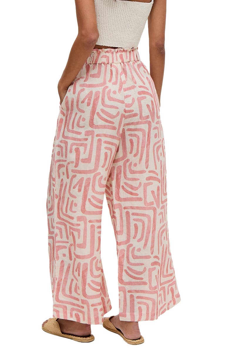 Raffya Pop Front Tie Warhol Print Pants, Alternate, color, Pink