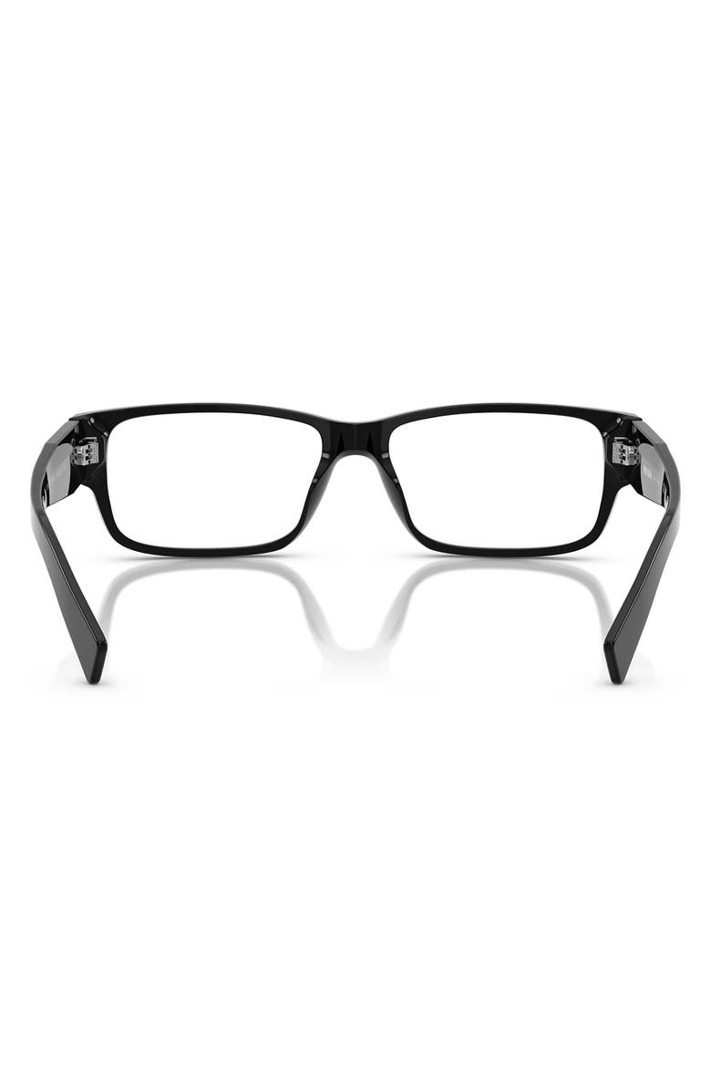Prada 57mm Rectangular Optical Glasses, Alternate, color, Black
