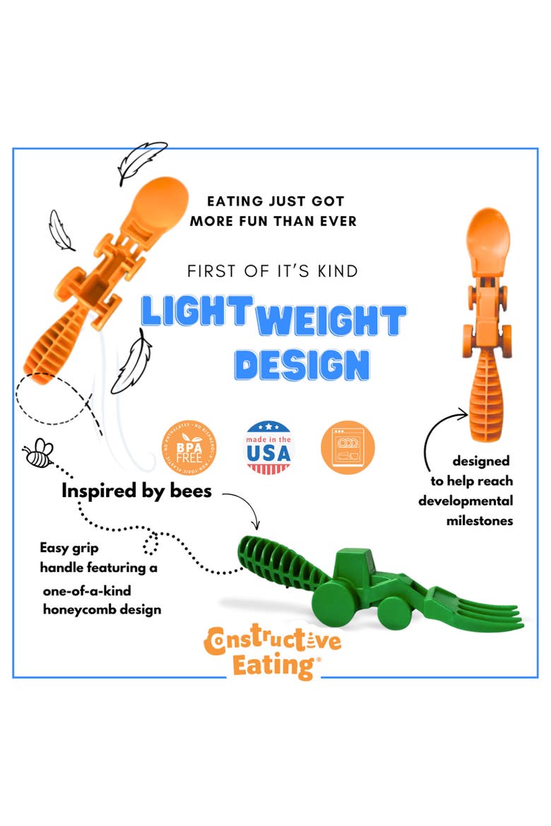 Set of 2 Tractor Utensils for Kids and Toddlers, 1 Pack, Alternate, color, Orange