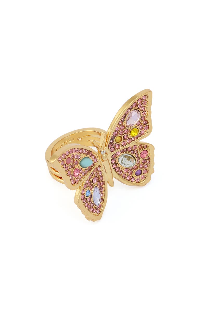 Kurt Geiger London Pavé Butterfly Cocktail Ring, Alternate, color, Gold/ Multi