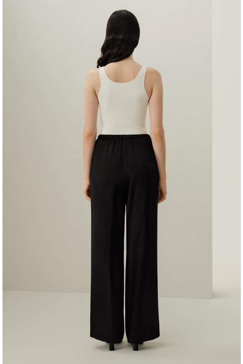 Women's Double Faced Silk Charmeuse Pants, Alternate, color, Black