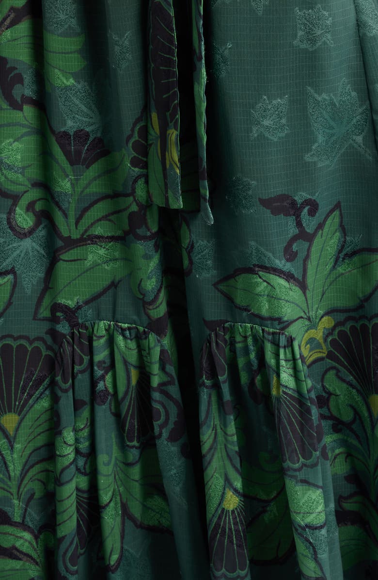 CIEBON Natalie Metallic Mixed Print Long Sleeve Dress, Alternate, color, Olive Green