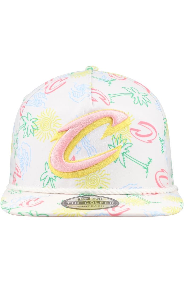 New Era Men's New Era White Cleveland Cavaliers Palm Trees and Waves Golfer Adjustable Hat, Alternate, color, White