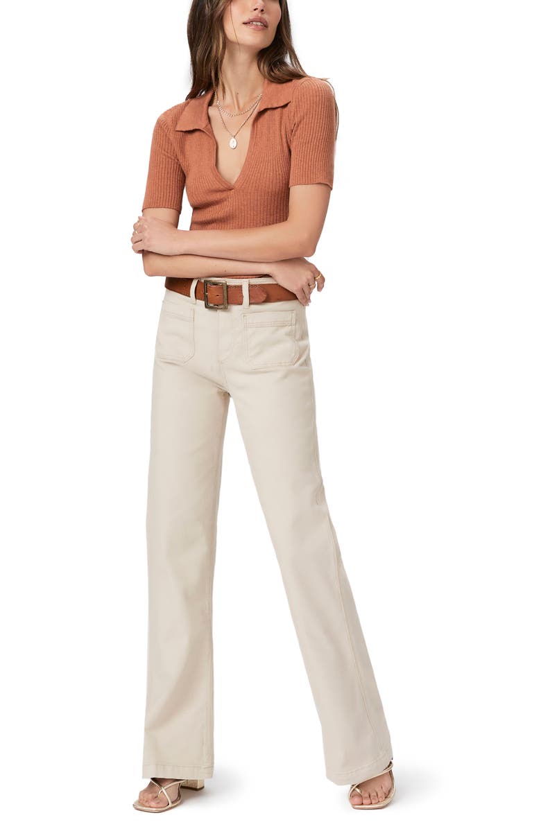 PAIGE Leenah High Waist Wide Leg Jeans, Alternate, color, Soft Beige