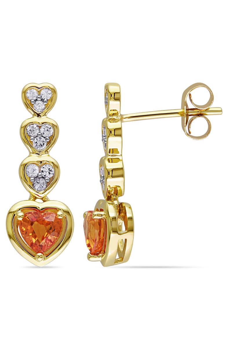 Julianna B. Heart Tiered Orange & White Sapphire Earrings 10k, Main, color,