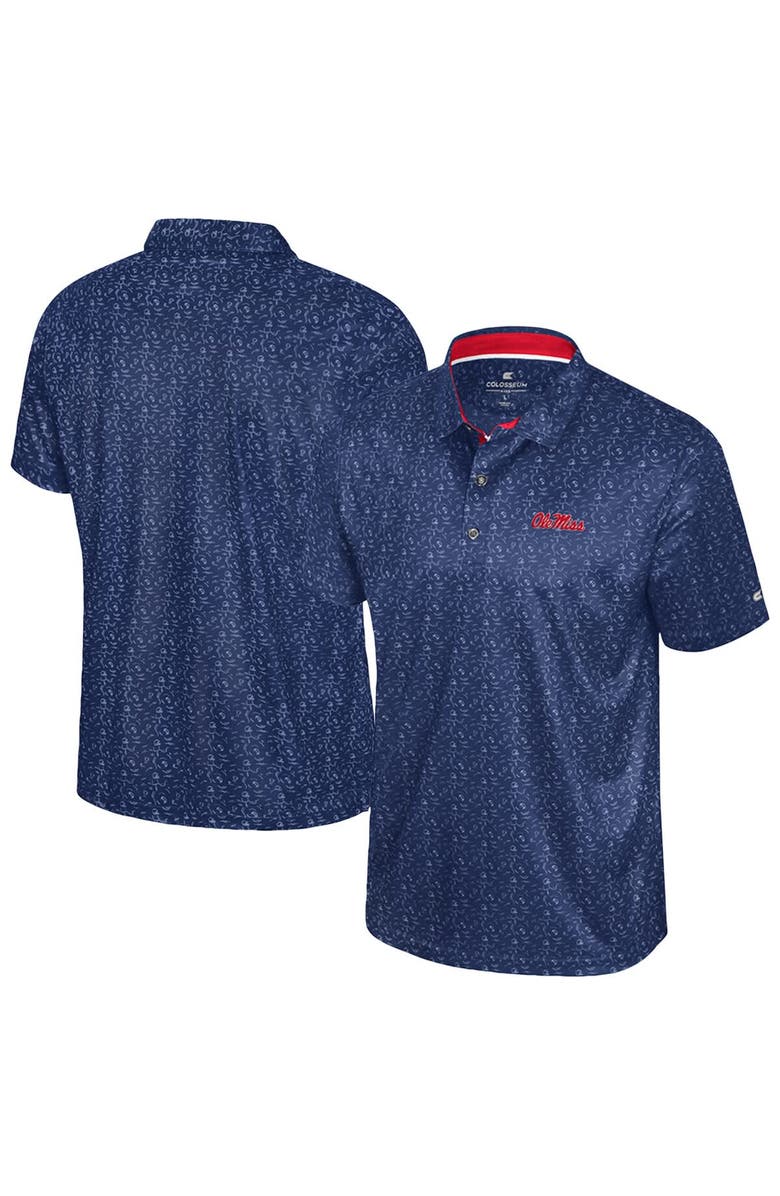 COLOSSEUM Men's Colosseum  Navy Ole Miss Rebels Football Print Polo, Main, color, Navy