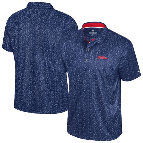 Men's Colosseum  Navy Ole Miss Rebels Football Print Polo