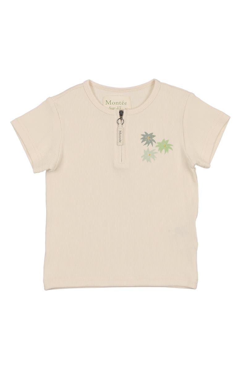 Manière Kids' Floral Rib Top, Main, color, Beige Boy