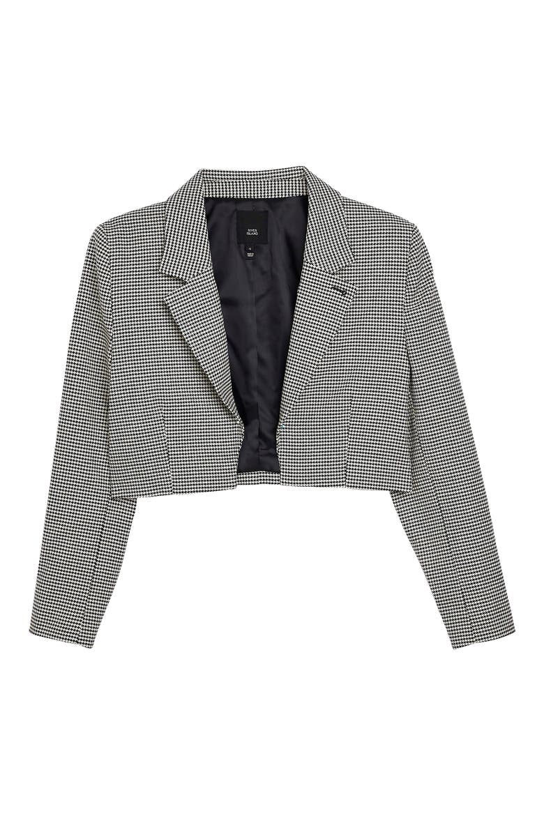 Houndstooth Check Crop Blazer, Alternate, color, BLACK