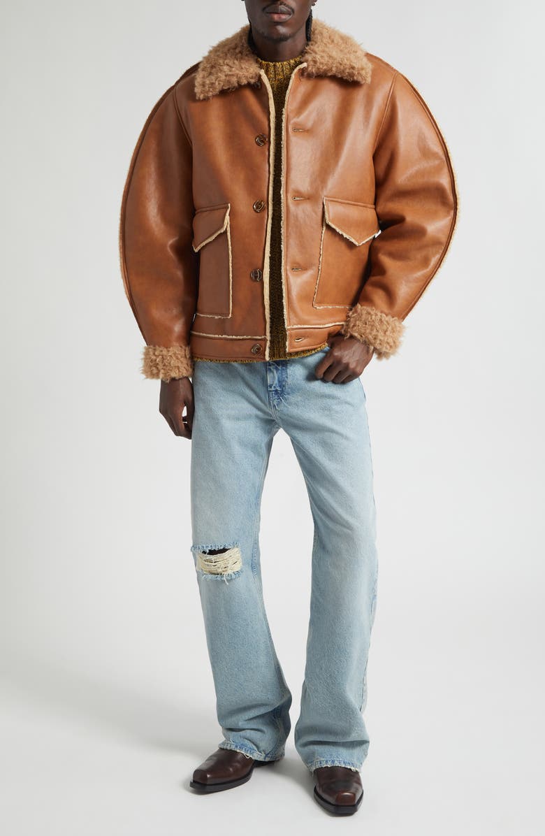 Séfr Beau Faux Leather & Faux Shearling Jacket, Alternate, color, Tan Faux Shearling