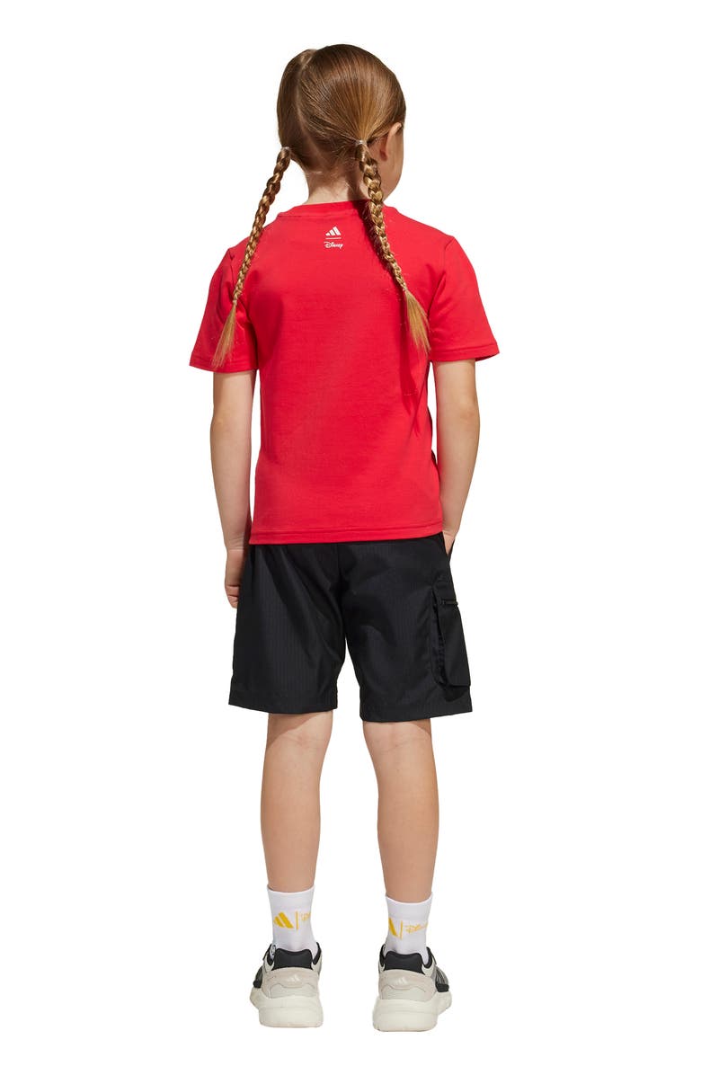 adidas Originals x Disney Kids' Goofy Graphic T-Shirt & Cargo Shorts Set, Alternate, color, Pure Ruby/Off White