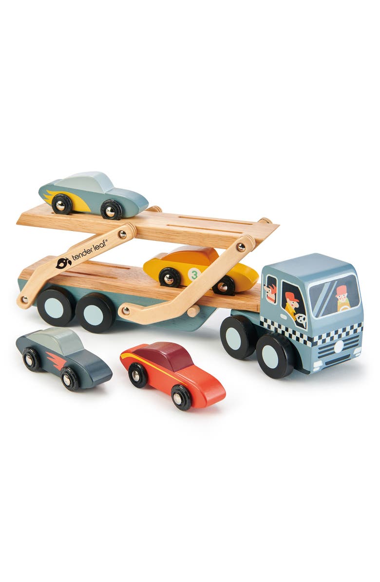 Tender Leaf Toys Car Transporter Wooden Toy Set, Alternate, color, Multi