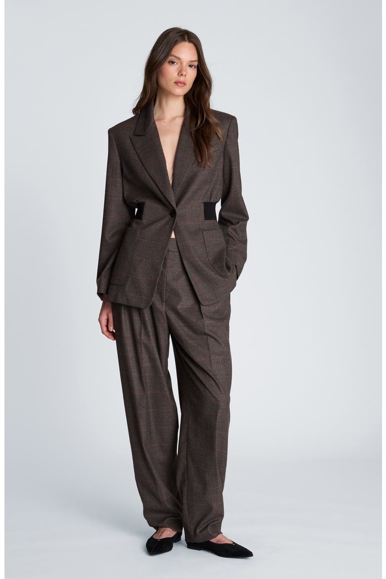 Ribbed Waisted Blazer, Alternate, color, MEDIUM BARK MULTI