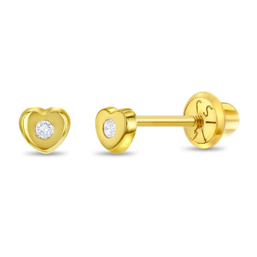In Season Jewelry 14kie Tiny Cubic Zirconia Heart Earrings in Gold at Nordstrom