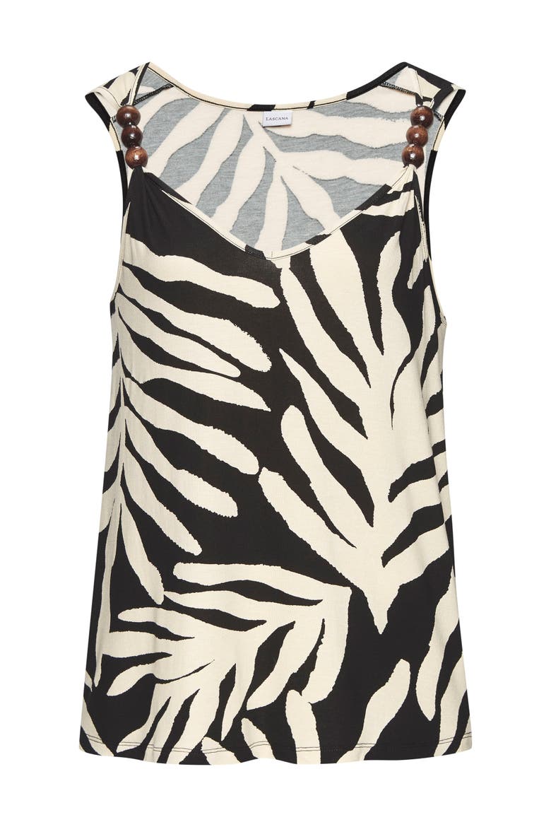 Beaded Strap Top, Alternate, color, Black & Vanilla