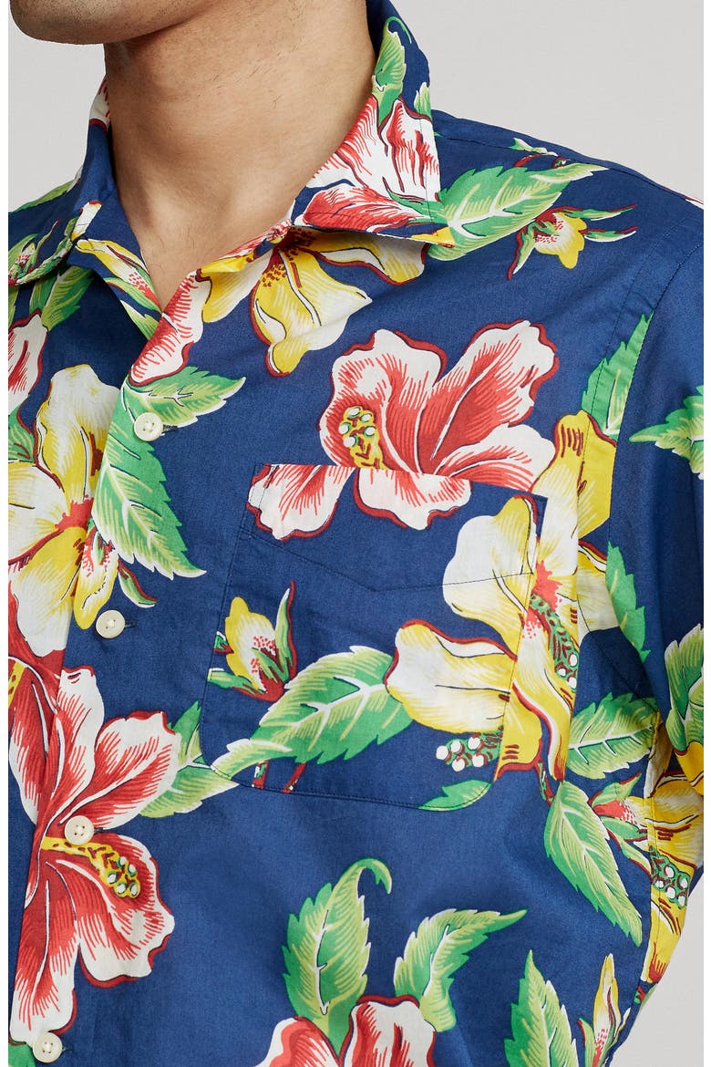Short Sleeve Button-Up Shirt, Alternate, color, VINTAGE HIBISCUS