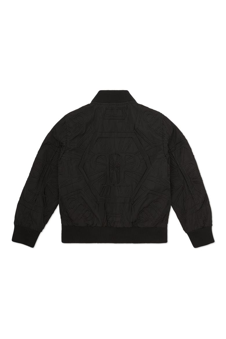 Leather Bomber Monogram Boy, Alternate, color, black/black