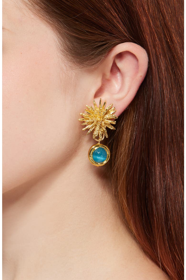 Starburst Clip-On Drop Earrings, Alternate, color, GOLD