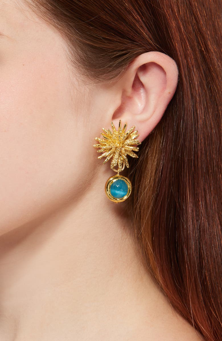 Karine Sultan Starburst Clip-On Drop Earrings, Alternate, color, Gold