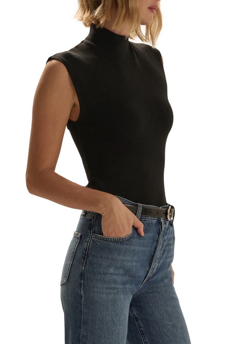 Heritage Mock Neck Top, Alternate, color, BLACK