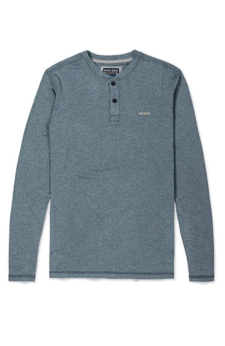 Baja Llama THE BORING HENLEY - HEATHER BLUE, Main, color, Dark Grey