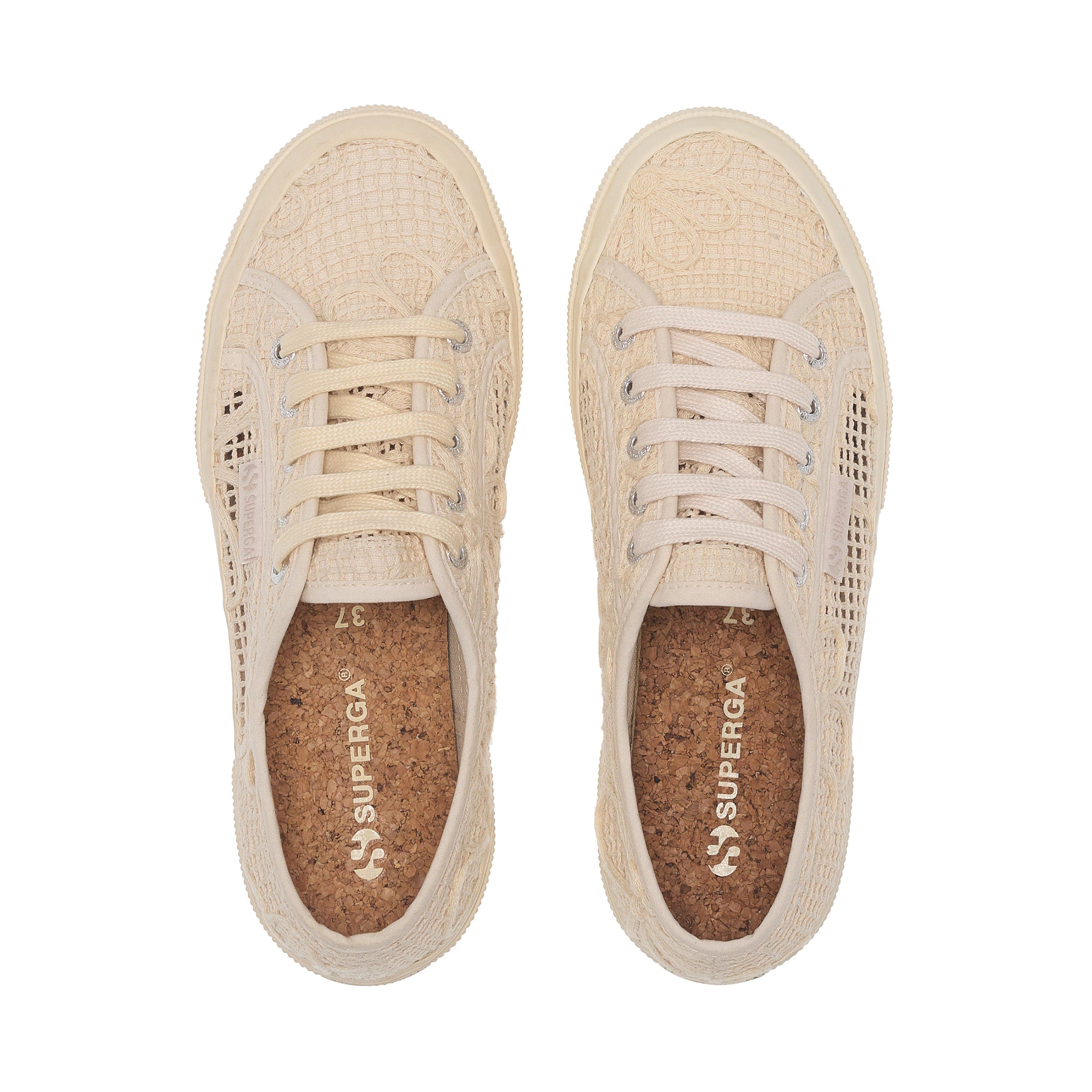 Superga 2750 Net Flower Crochet, Alternate, color, Beige Raw-Off White