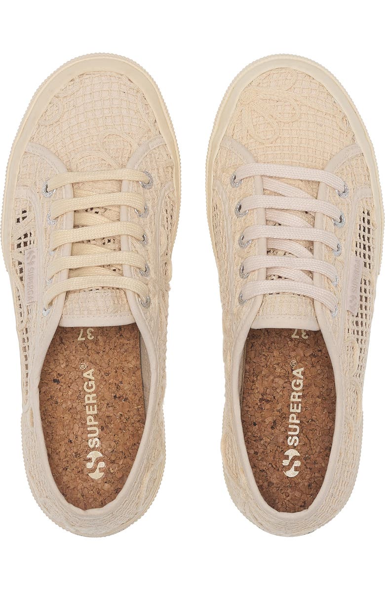 Superga 2750 Net Flower Crochet, Alternate, color, Beige Raw-Off White