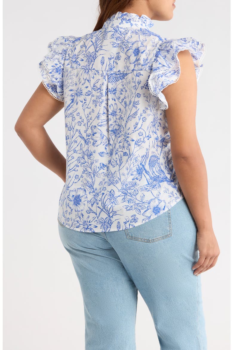 Eve Dacey Ruffle Top, Alternate, color, BLUE/ WHITE