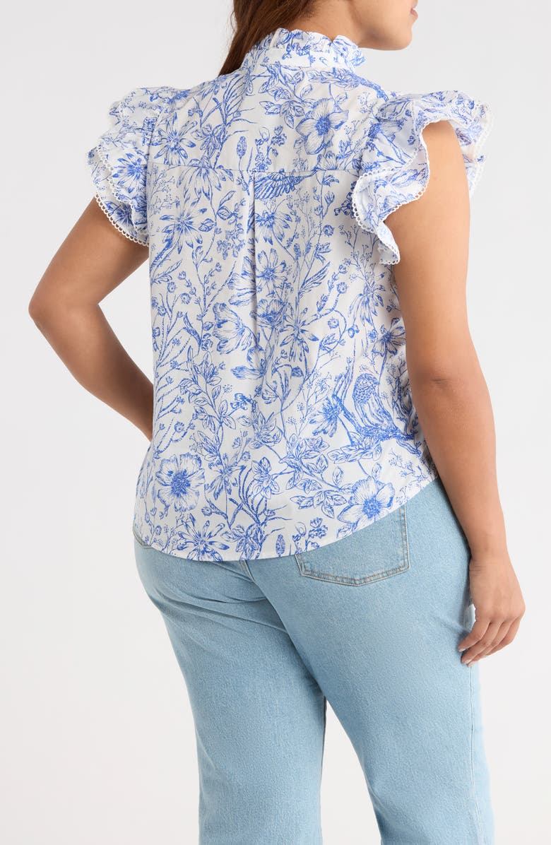 SUGARLIPS Eve Dacey Ruffle Top, Alternate, color, Blue/ White