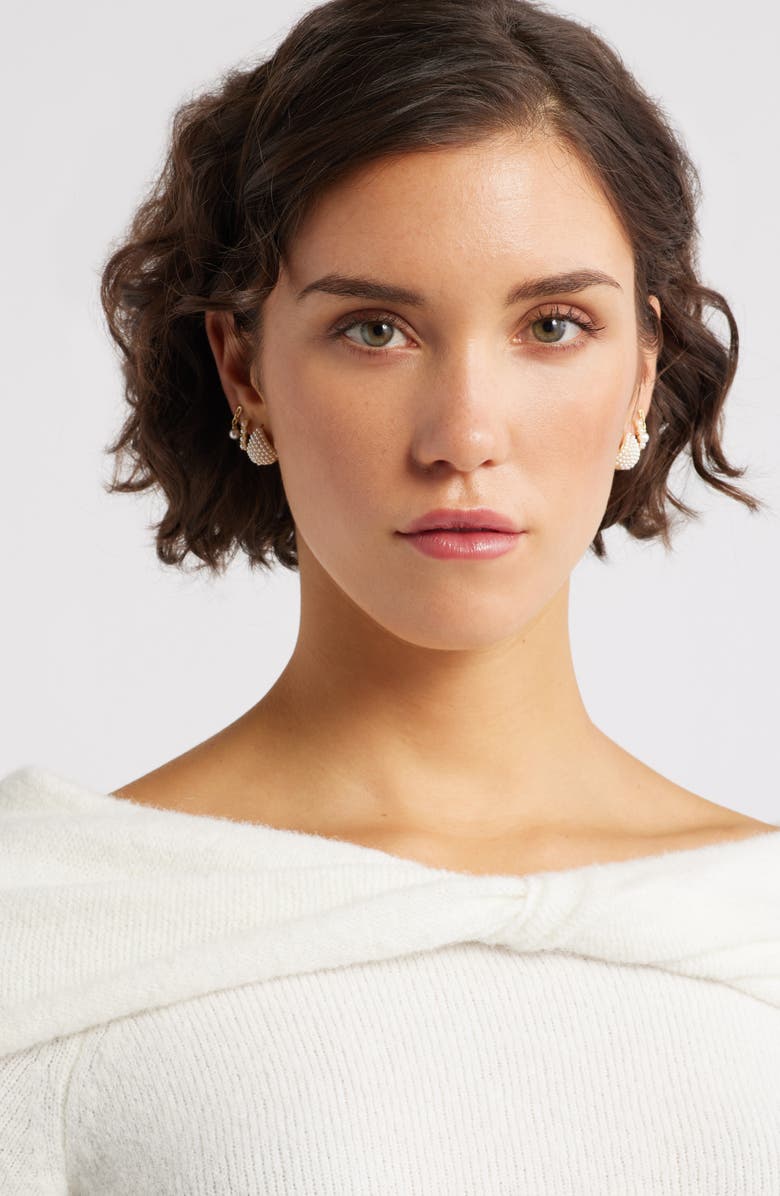 Chelsea28 3 Pairs of Demi Fine Faux Pearl Earrings, Alternate, color, White- Gold