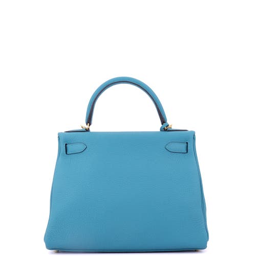 Pre-owned Hermes Hermes Kelly Handbag Blue Togo With Gold Hardware 28 In Blue