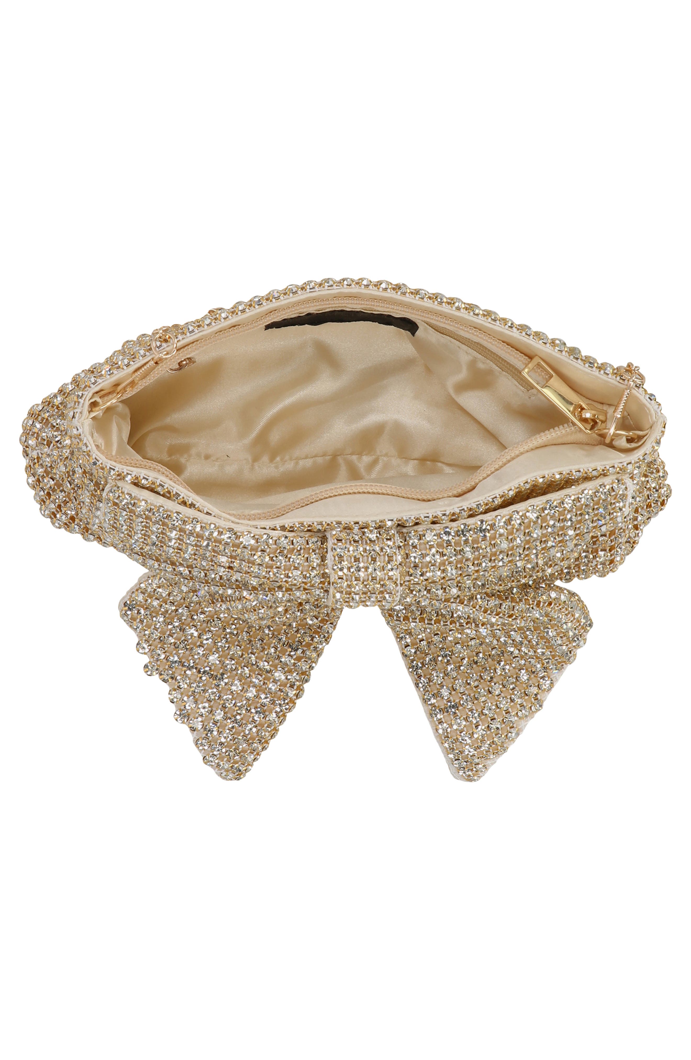 Bianca Sequin Bow Clutch, Alternate, color, LIGHT GOLD