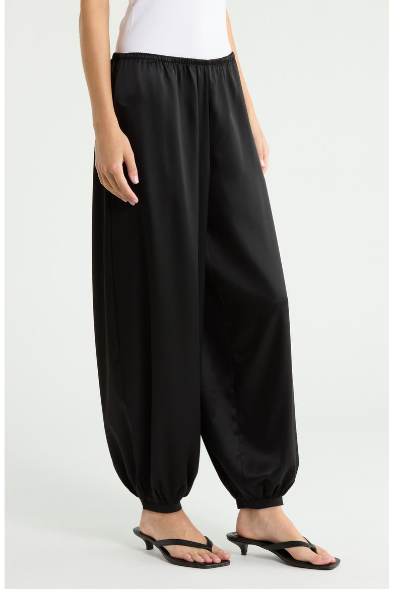 Aven Cuffed Satin Pants, Alternate, color, BLACK