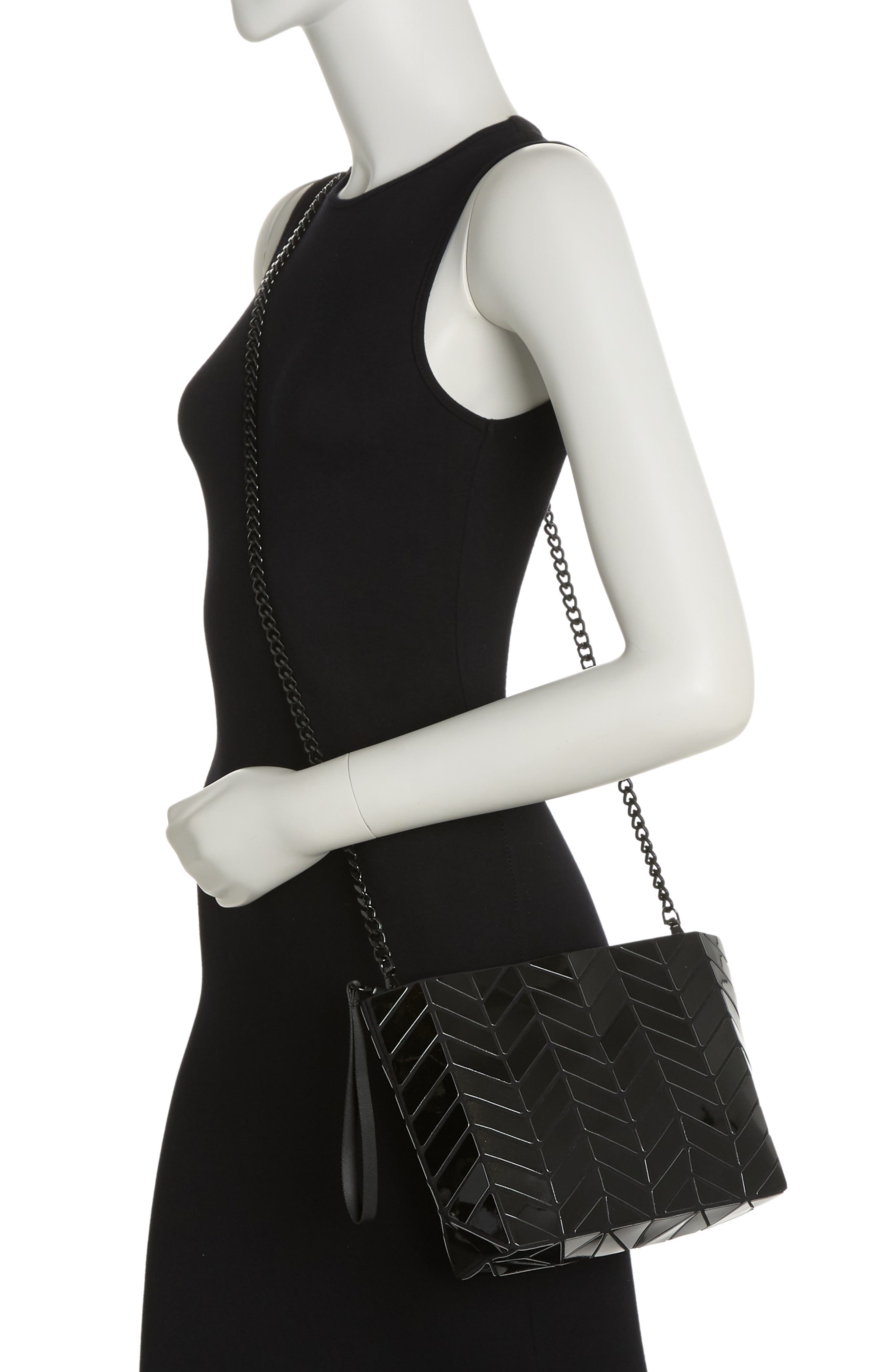 PATRIZIA LUCA Chevron Convertible Clutch, Alternate, color, Shiny Black