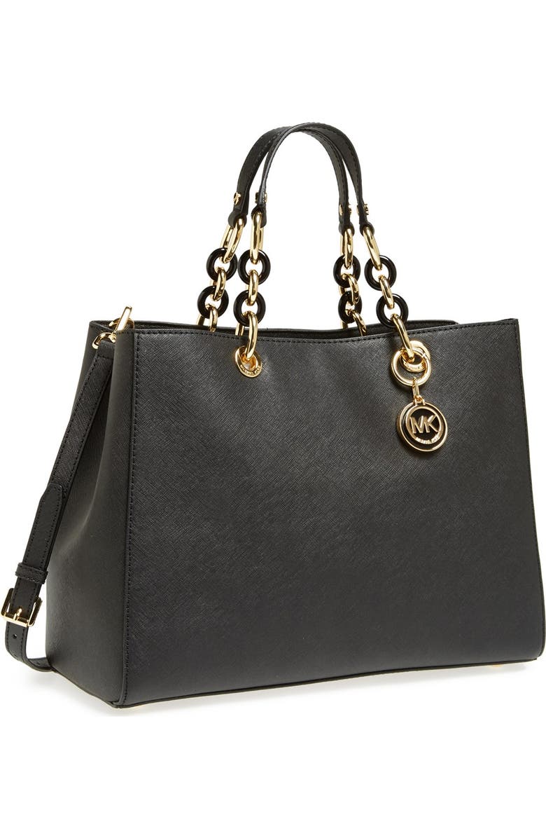 MICHAEL Michael Kors 'Large Cynthia' Saffiano Leather Satchel, Main, color,