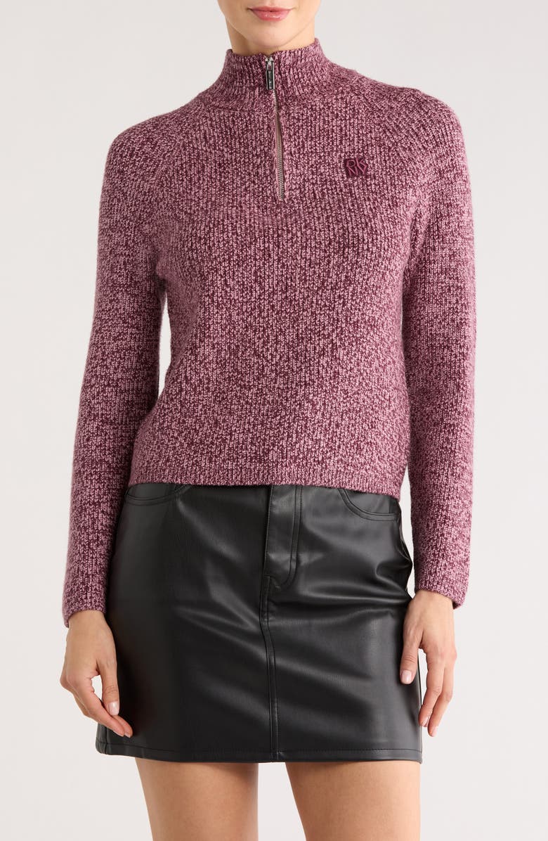 DKNY Jeans Marled Quarter Zip Sweater, Main, color, Dusty Mauve