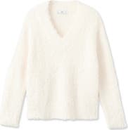 MANGO Faux Fur V-Neck Sweater