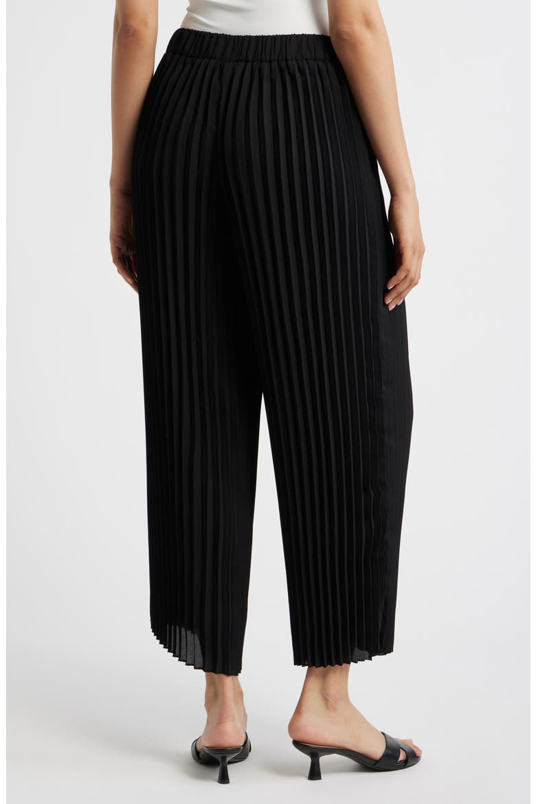 Pleated Pull-On Ankle Pants, Alternate, color, ANNE BLACK