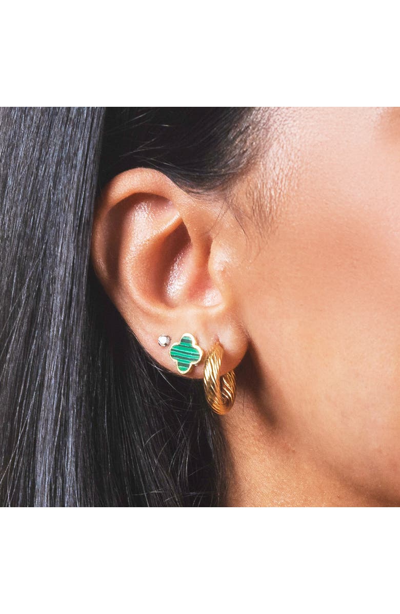 The Lovery Fine Jewelry Croissant Hoop Earrings, Alternate, color, Yellow Gold