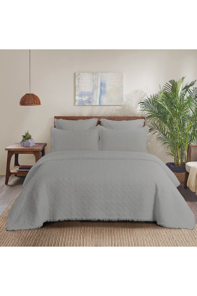 Trellis Cotton Quilt Set  - Reversible and Machine Washable, Main, color, Grey