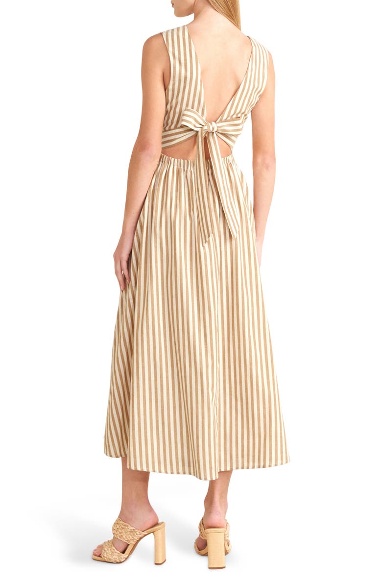 FREEMARKET Pinstripe Midi Dress, Alternate, color, Rust/ Natural