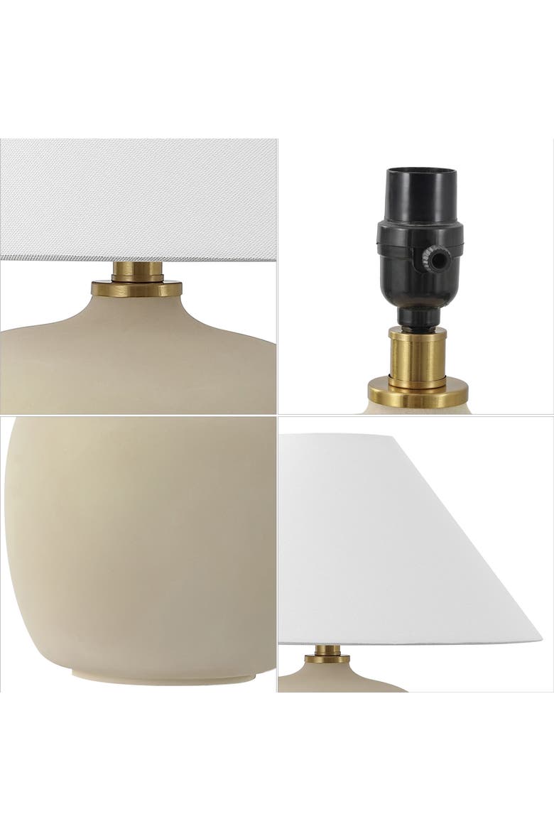 Delphi 18.25" Minimalist Scandinavian Resin/Iron LED Table Lamp, Alternate, color, Matte Cream