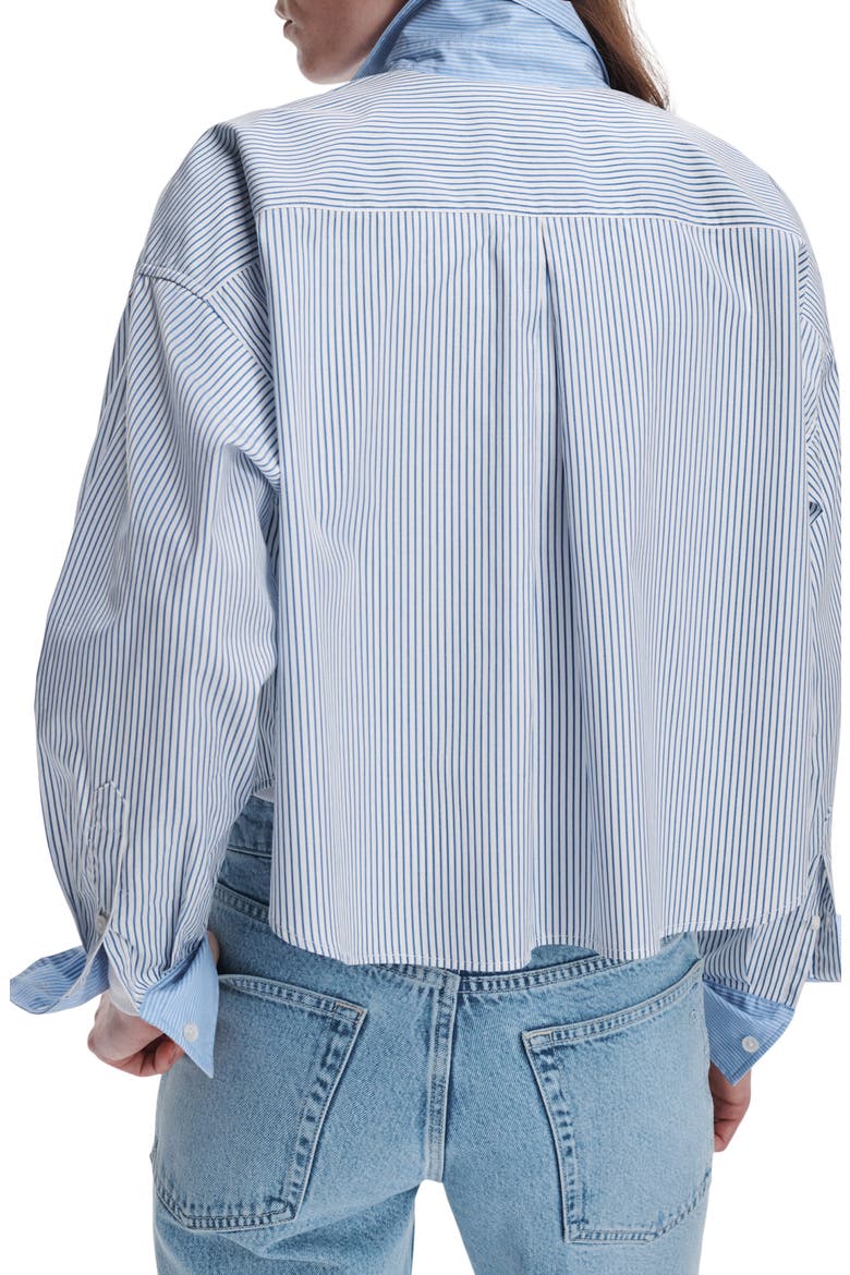 Marin Striped Cropped Cotton Shirt, Alternate, color, BLUE MULTI STRIPE