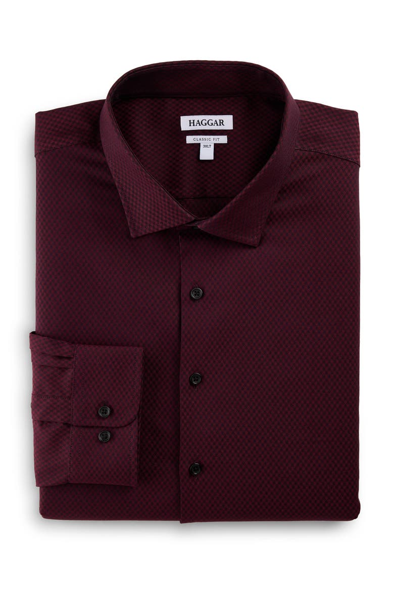 Big & Tall Textured Wrinkle-Free Dress Shirt, Alternate, color, BURGUNDY