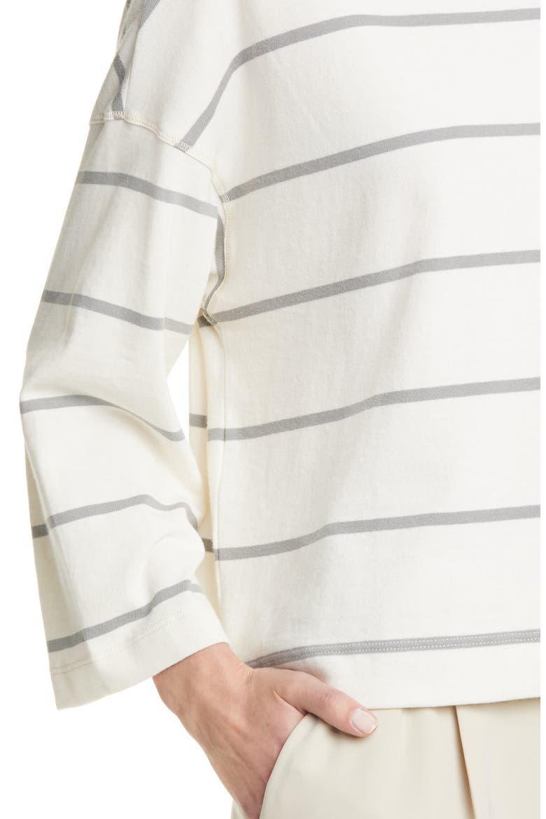 Stripe Sweatshirt, Alternate, color, CHALK/ SMOKE COMBO