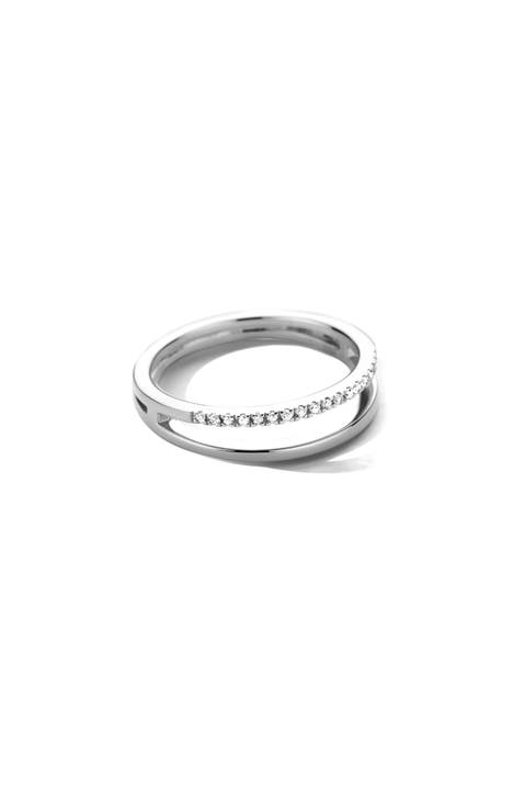 Duo Diamond Ring |  18 natural diamonds | 925 Sterling Silver | Ring | 7 | White Rhodium