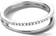 DPT Antwerp Duo Diamond Ring |  18 natural diamonds | 925 Sterling Silver | Ring | 7 | White Rhodium
